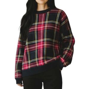 Roundtree & Yorke Red And Black Plaid Y2K Vintage 90s Grandpa Sweater Size XL